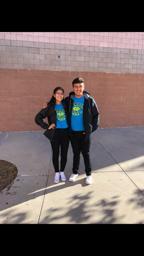 Seniors, Alyssa Parra and Jacob Almanza take part in Red Ribbon Week by dressing up for twin day.