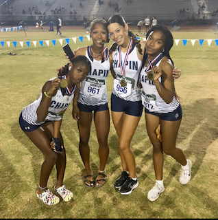 Girls relay team places 1st for the 4x200 meter relay at the Chandler Rotary Meet in Arizona.