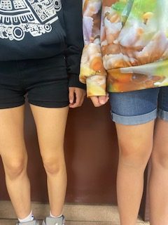 Freshmen girls wear shorts to school.