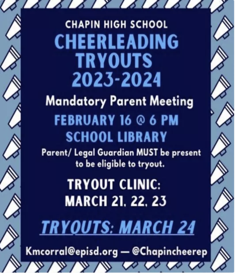 This was the flyer that was put around the school to give all of the needed information that the students need to know incase they tryout. 