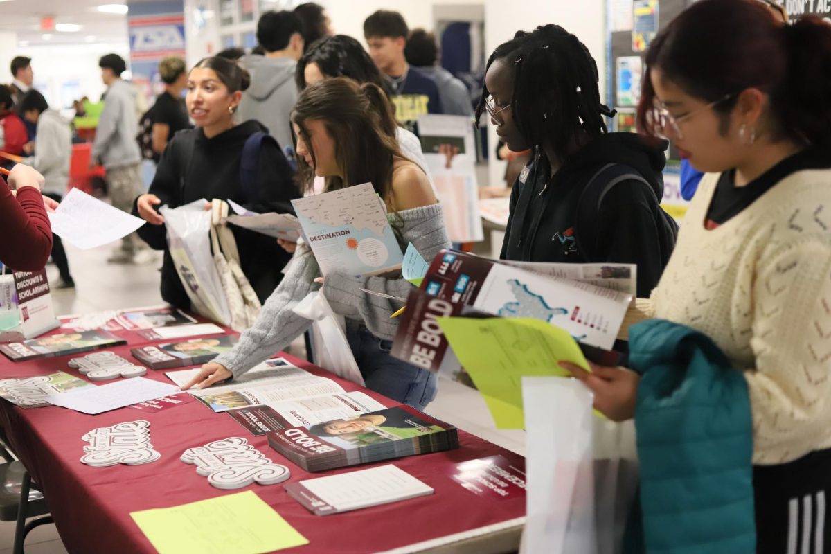 Future starts here. Seniors are at the college fair, checking out what they offer. "Looking over my options for college was a memory core" Jazmine Jones states.