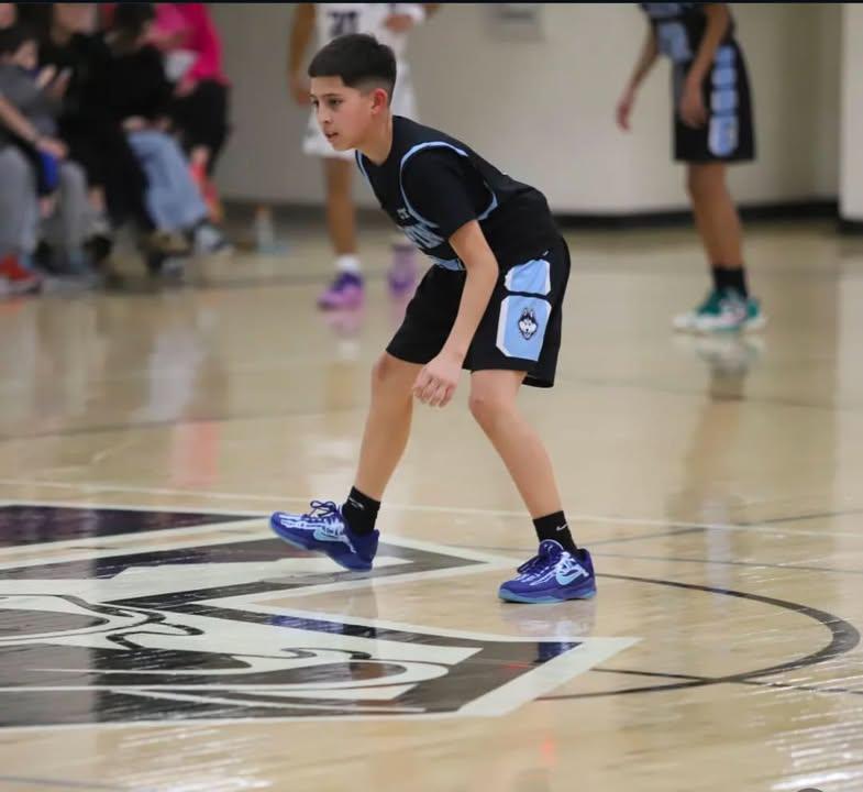 Freshman guard Bryant Maldonado sets up on defense in the game against Franklin High School.