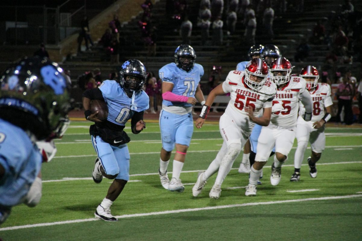 Unstoppable - until the 3 yard line.
D1-UTEP-Commit Daveon Singleton fights his way through the defense during the Chapin Huskies’ home game against Jefferson High School at Austin High School on October 24, 2025. In this intense play, he pushed the ball downfield and was stopped just three yards short of the end zone as the first quarter came to a close.

“What was going through your mind as you were driving toward the end zone, knowing you were so close to scoring on Senior Night?”